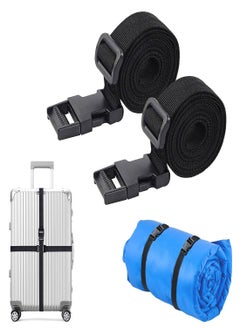 SYOSI Luggage Strap, Cargo Strap, Webbing Strap Heavy Duty Utility Strap for Outdoor Sports, Backpacking, Sleeping Bag Compression, Luggage, Bundling, Adjustable Suitcase Belt - 78 inches, Black 2 Pack  - Image 1