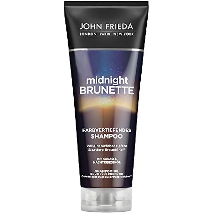 John Frieda MIDNIGHT BRUNETTE SHAMPOO - HAIR TYPE: BROWN, BRUNETTE - COLOUR ENHANCEMENT - WITH COCOA AND EVENING PRIMROSE OIL 250 ML - Image 1