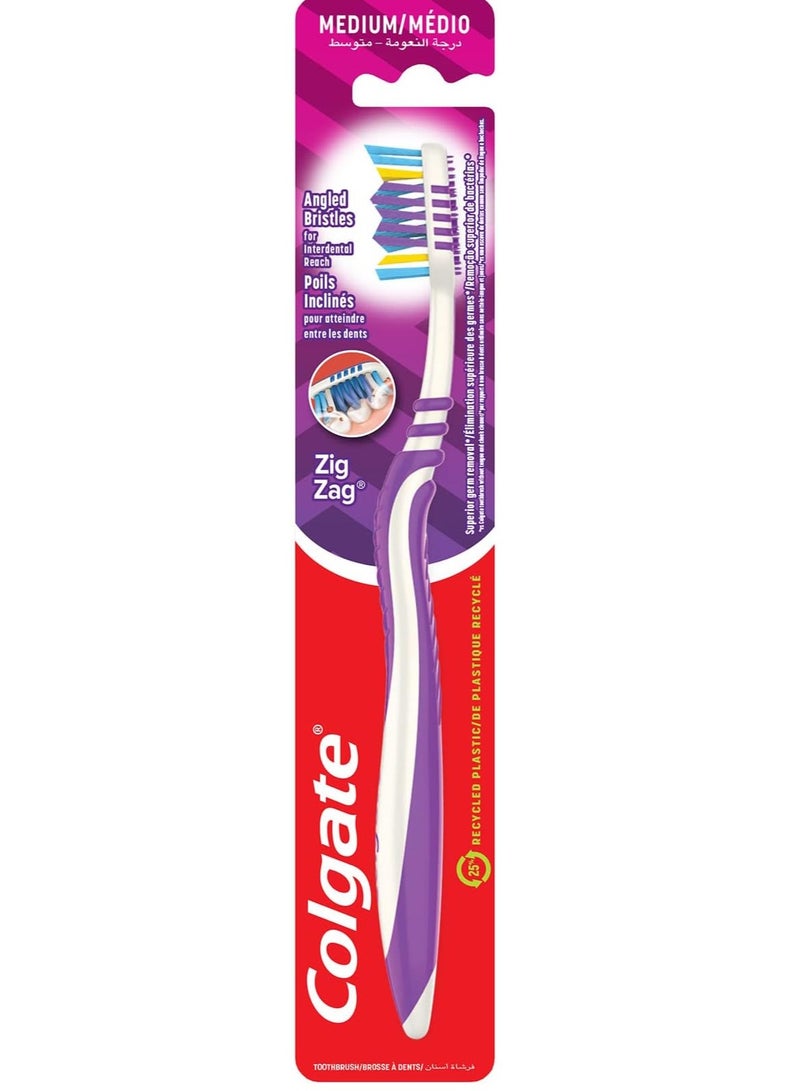 Colgate Zig Zag Medium Angled Bristles Toothbrush - Image 1