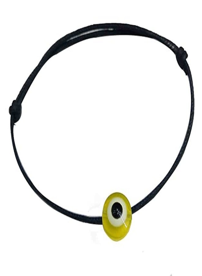 LIGAMENT Black Thread With Evil Eye Nazariya Anklet Adjustable For Girls Women Teenager (Yellow) - Image 2