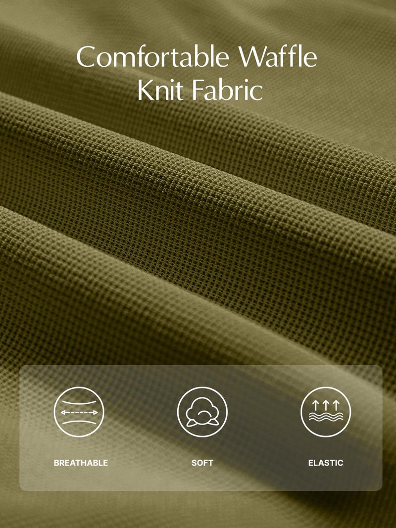 EVALESS Women's High Waisted Pants Plain Solid Color Wide Leg Waffle Knit Dressy Business Casual Pants Stretchy Trousers with Pockets Olive Green X-Large - Image 5