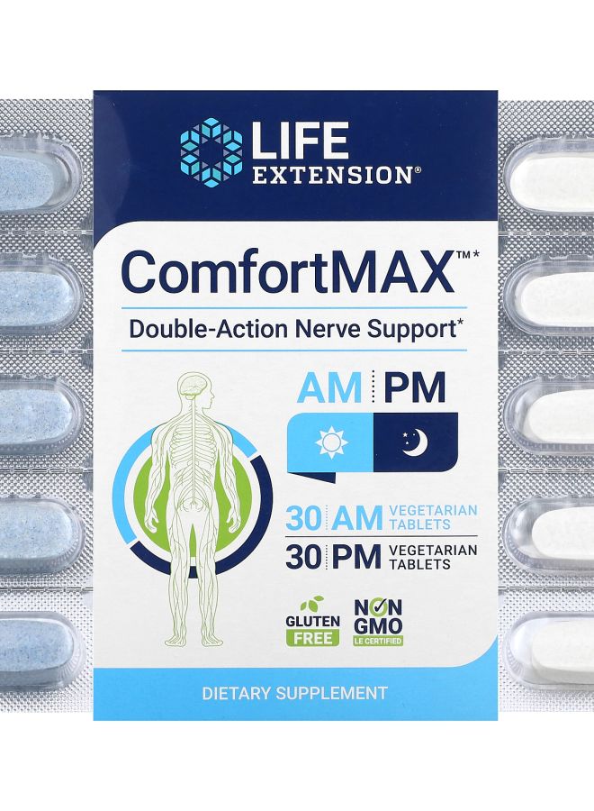 ComfortMAX Double-Action Nerve Support For AM & PM 60 Vegetarian Tablets