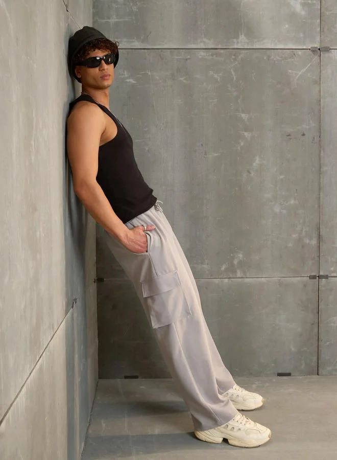 SASSAFRAS Sassafras Mid Rise Wide Leg Pants with Side Pockets Detail
