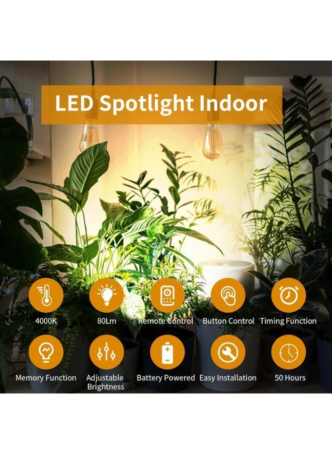 Furtey 2-Pack Wireless LED Spotlight, Battery Operated Dimmable Uplight with Remote | Rechargeable, Rotatable, Timer | for Indoor Wall Art, Paintings, Plants & Display Cabinet - Image 2