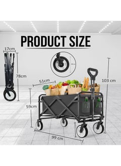 Piccasio Shopping Trolley Cart, Multi Functional Folding Wagon, Heavy Duty Collapsible Beech, Picnic & Camping Lounge Trolleys with Wheels  - Image 5