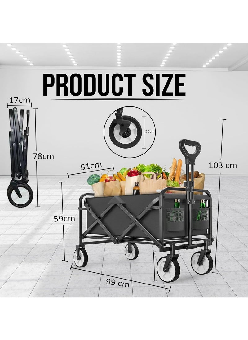 Piccasio Shopping Trolley Cart, Multi Functional Folding Wagon, Heavy Duty Collapsible Beech, Picnic & Camping Lounge Trolleys with Wheels  - Image 5