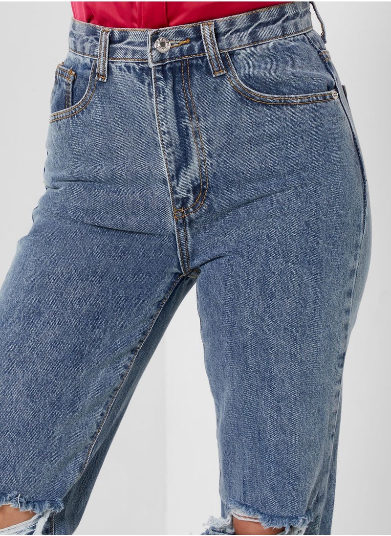 Miss Pap Ripped High Waist Straight Jeans  - Image 3