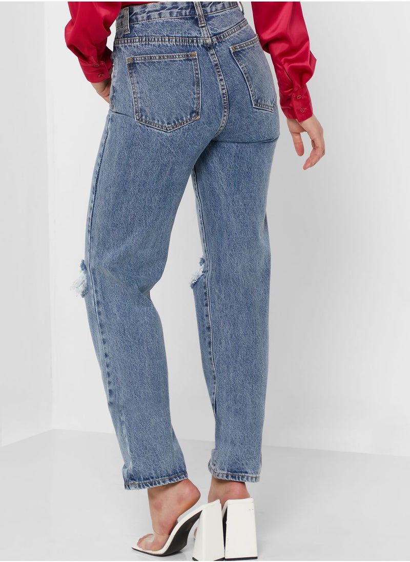 Miss Pap Ripped High Waist Straight Jeans  - Image 2