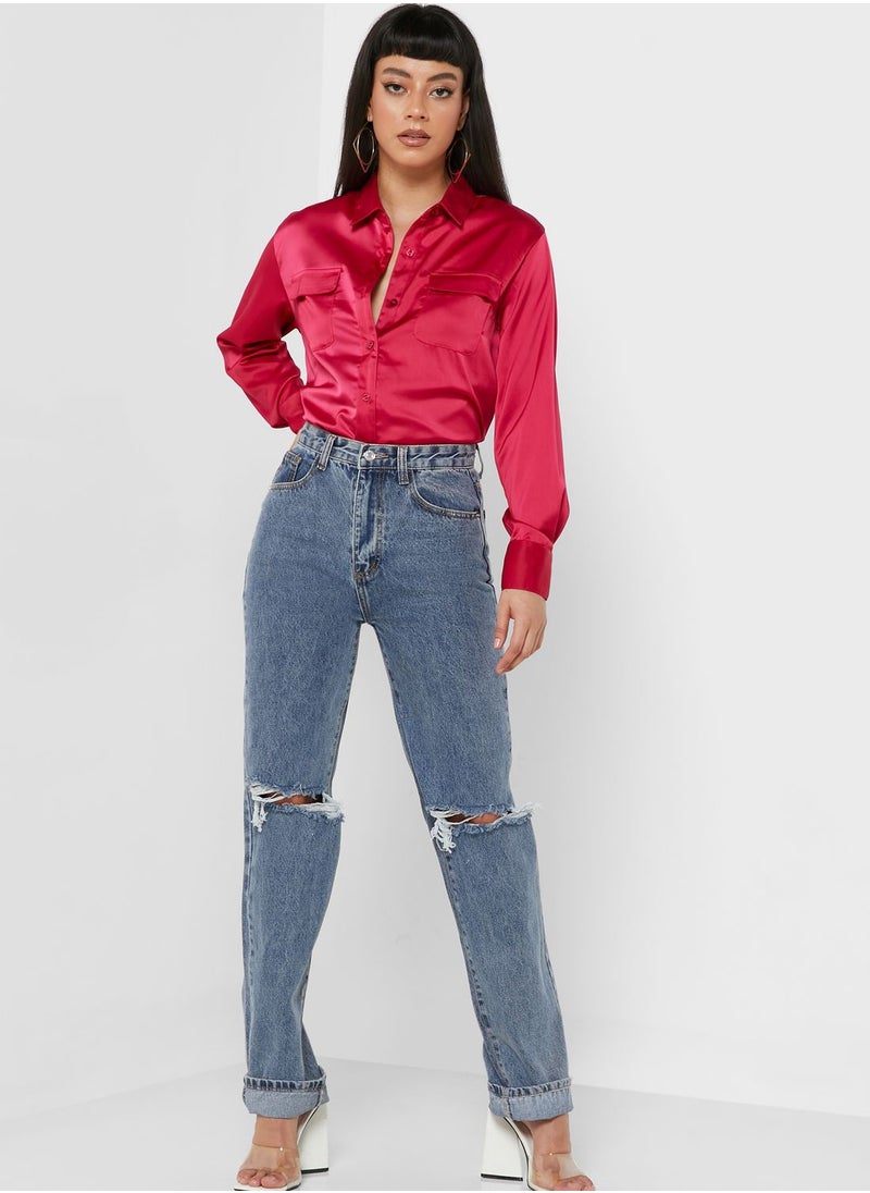 Miss Pap Ripped High Waist Straight Jeans  - Image 5