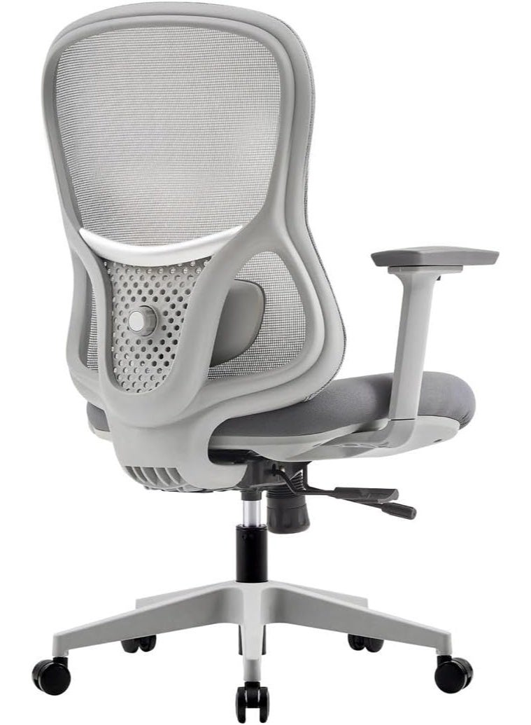 MOMENT كرسي مكتب مريح مزود بشبكة مع دعم قطني، مساند ذراع قابلة للتعديل، قاعدة دوارة وعجلات متحركة - رمادي - Image 5
