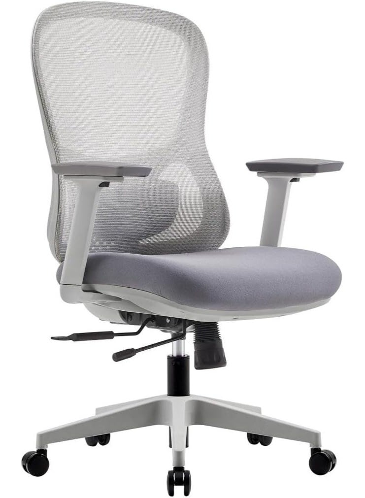 MOMENT كرسي مكتب مريح مزود بشبكة مع دعم قطني، مساند ذراع قابلة للتعديل، قاعدة دوارة وعجلات متحركة - رمادي - Image 3
