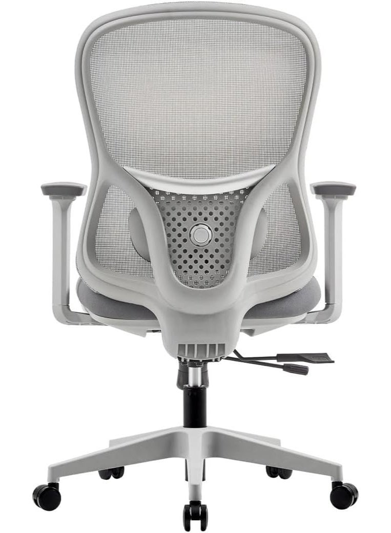 MOMENT كرسي مكتب مريح مزود بشبكة مع دعم قطني، مساند ذراع قابلة للتعديل، قاعدة دوارة وعجلات متحركة - رمادي - Image 4