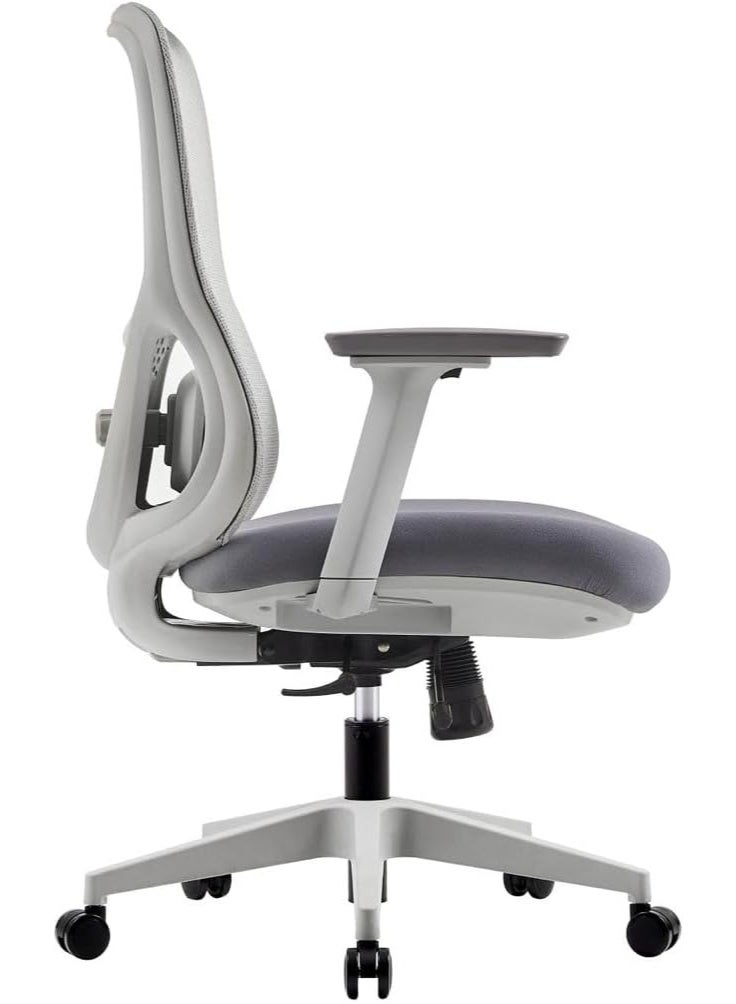 MOMENT كرسي مكتب مريح مزود بشبكة مع دعم قطني، مساند ذراع قابلة للتعديل، قاعدة دوارة وعجلات متحركة - رمادي - Image 2