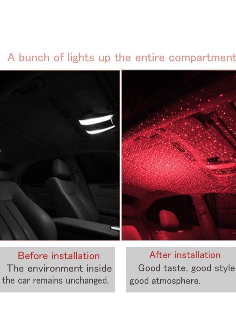 ELTRAZONE USB Car Roof Star LED Lights, Flexible Romantic Galaxy USB Night Lamp Fit All Cars Ceiling Decoration Light Interior Ambient Atmosphere -No Need to Install (Red) - Image 4
