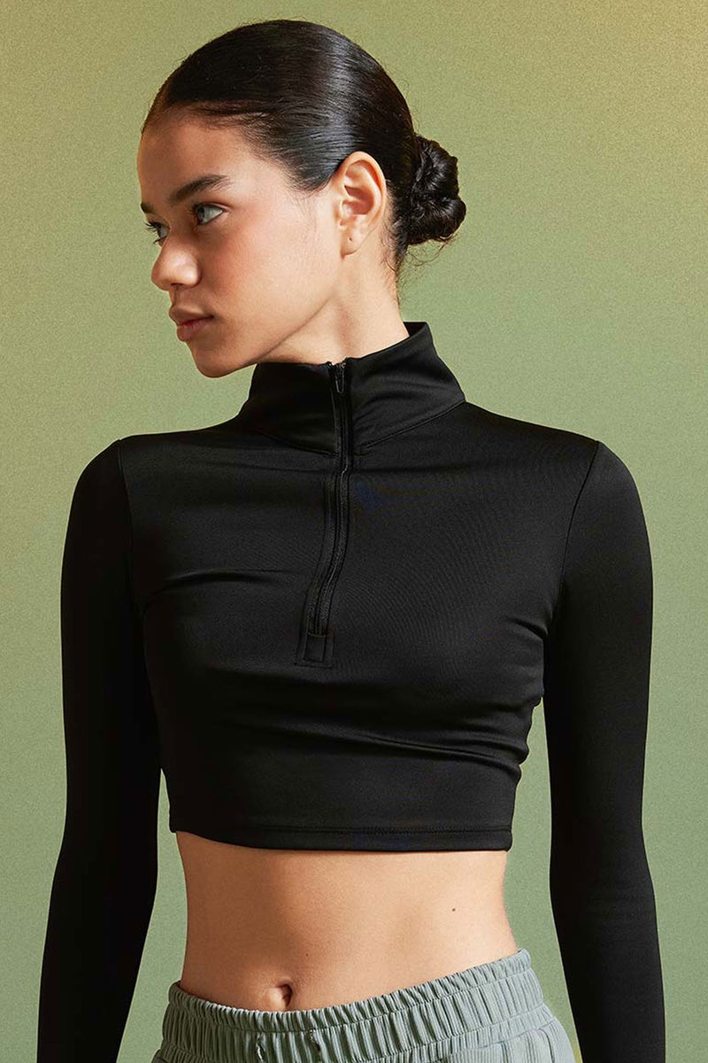 DeFacto Woman DeFactoFit Slim Fit Zippered High Collar  T-Shirt - Image 1