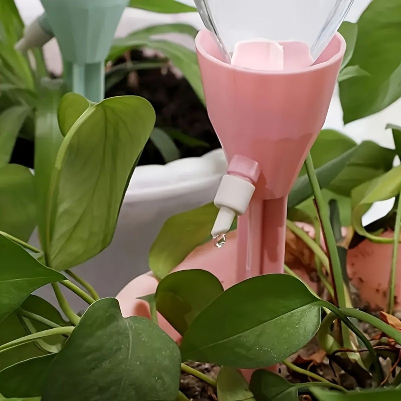 10 Pcs 5 Sets Automatic Plant Drip Irrigation Kit Adjustable Water Flow Beige For Indoor And Garden Plants Compatible With Standard European American Threaded Bottle Caps Includes 5 Drippers And 5 Knobs - Image 2