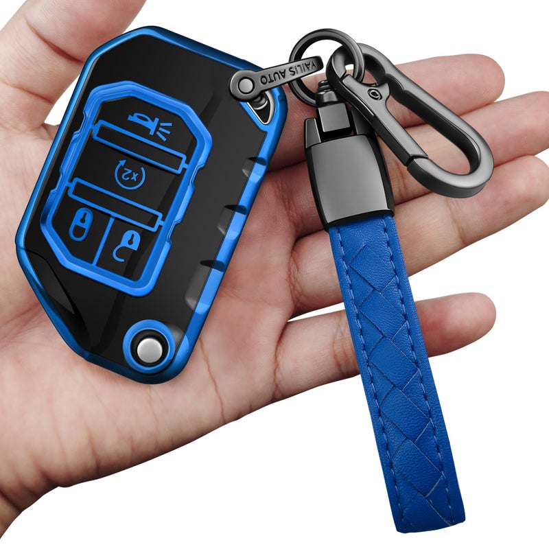 Sindeda for Jeep Key Fob Cover with Keychain Soft Full Protection Key Shell Key Case Compatible with Jeep Gladiator JT Sahara JLU 2018-2026 Wrangler JL JLU Rubicon (White) - Image 1