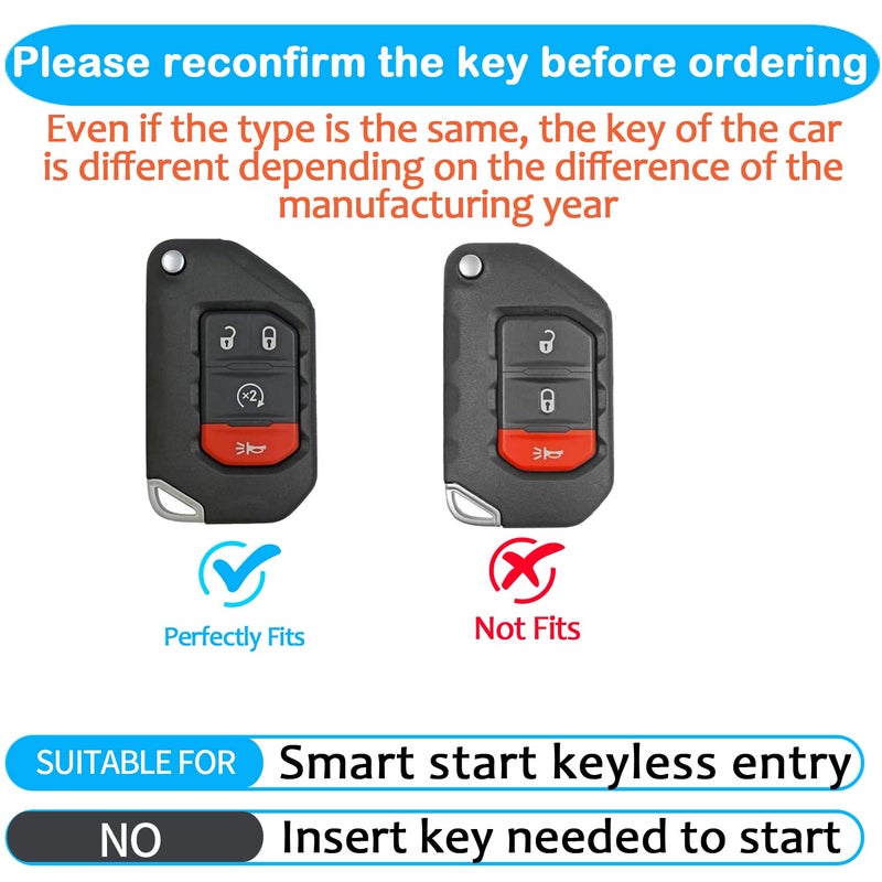 Sindeda for Jeep Key Fob Cover with Keychain Soft Full Protection Key Shell Key Case Compatible with Jeep Gladiator JT Sahara JLU 2018-2026 Wrangler JL JLU Rubicon (White) - Image 2