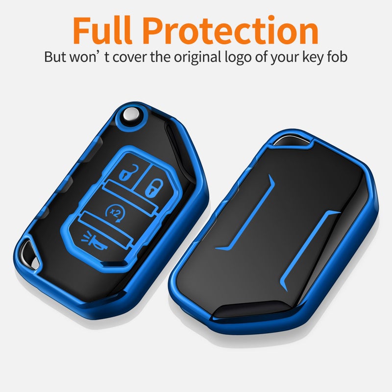 Sindeda for Jeep Key Fob Cover with Keychain Soft Full Protection Key Shell Key Case Compatible with Jeep Gladiator JT Sahara JLU 2018-2026 Wrangler JL JLU Rubicon (White) - Image 3