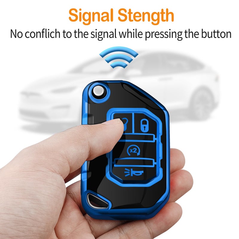 Sindeda for Jeep Key Fob Cover with Keychain Soft Full Protection Key Shell Key Case Compatible with Jeep Gladiator JT Sahara JLU 2018-2026 Wrangler JL JLU Rubicon (White) - Image 5