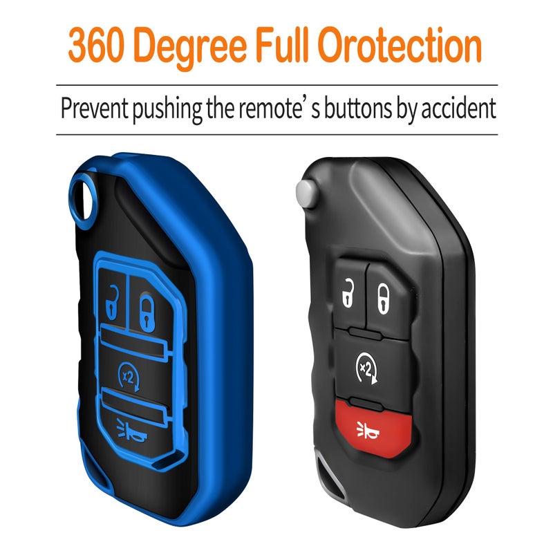 Sindeda for Jeep Key Fob Cover with Keychain Soft Full Protection Key Shell Key Case Compatible with Jeep Gladiator JT Sahara JLU 2018-2026 Wrangler JL JLU Rubicon (White) - Image 4