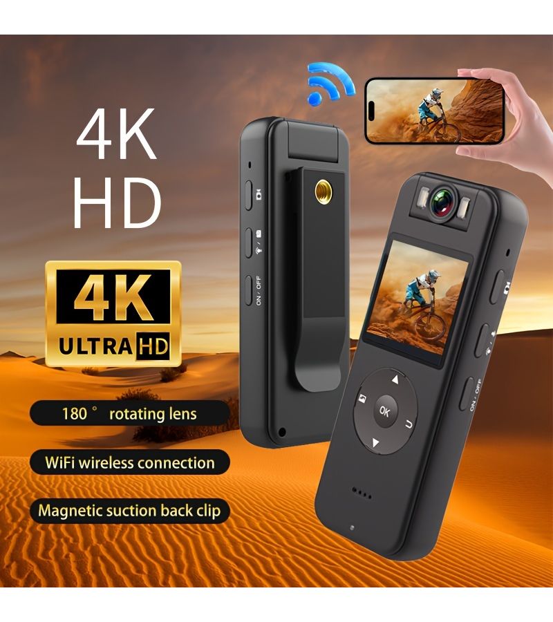 Ultra High Definition 4K Home Camera CS09 With 64G Memory Card Wireless Wifi Hotspot Screen Recorder Motorcycle Riding Recorder Outdoor Compact Sports Portable Camera Driving Recorder Miniature Camera - Image 1