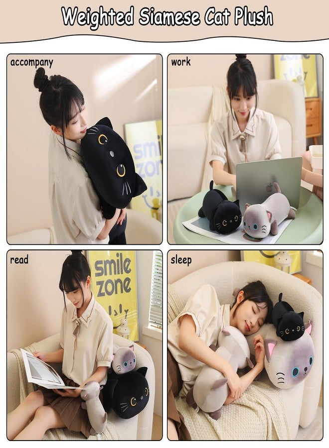 SQEQE Weighted Black Cat Plush, Weighted Black Cat Stuffed Animal, Cute Plushies Soft Pillow Toy Gift for Kids Adults 9.8 Inch, 0.8 Lbs - Image 4