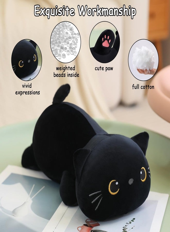 SQEQE Weighted Black Cat Plush, Weighted Black Cat Stuffed Animal, Cute Plushies Soft Pillow Toy Gift for Kids Adults 9.8 Inch, 0.8 Lbs - Image 3