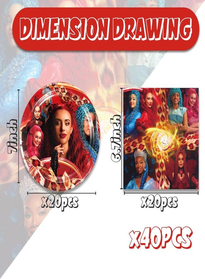 OMTO 40Pcs Descendant Party Supplies include 20 plates, 20 napkins for the Descendant birthday party Decoration - Image 4