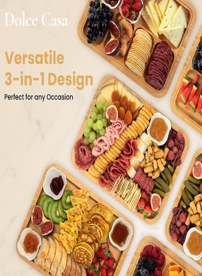 Dolce Casa Charcuterie Board with Lid 3-in-1, Portable Bamboo Serving Tray with Lid & Removable Snack Tray for Cheese, Fruit, Food - Covered Cheese Platter for Picnic, Travel, Ready-to-Gift - Image 3