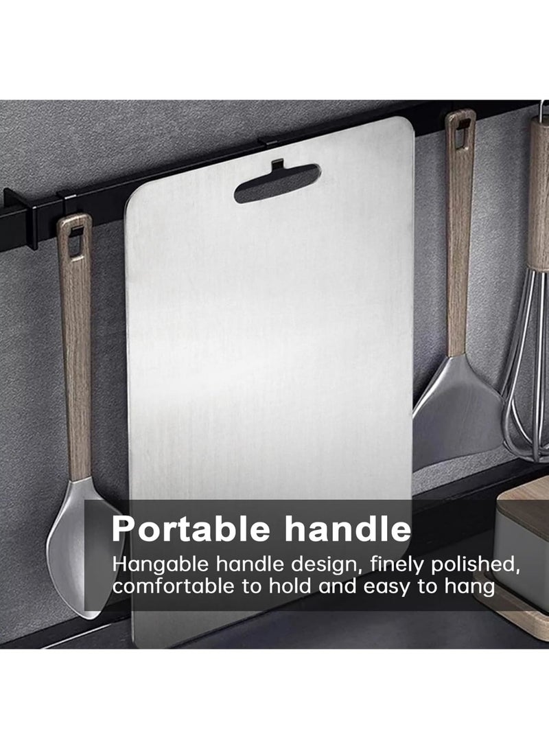 SOLARAE Titanium Cutting Board, 304 Stainless Steel Heavy Duty Non-SlipDouble-Sided Food Grade Cutting Board, for Kitchen Home Meat Vegetable Fruit (36 * 25cm) - Image 4