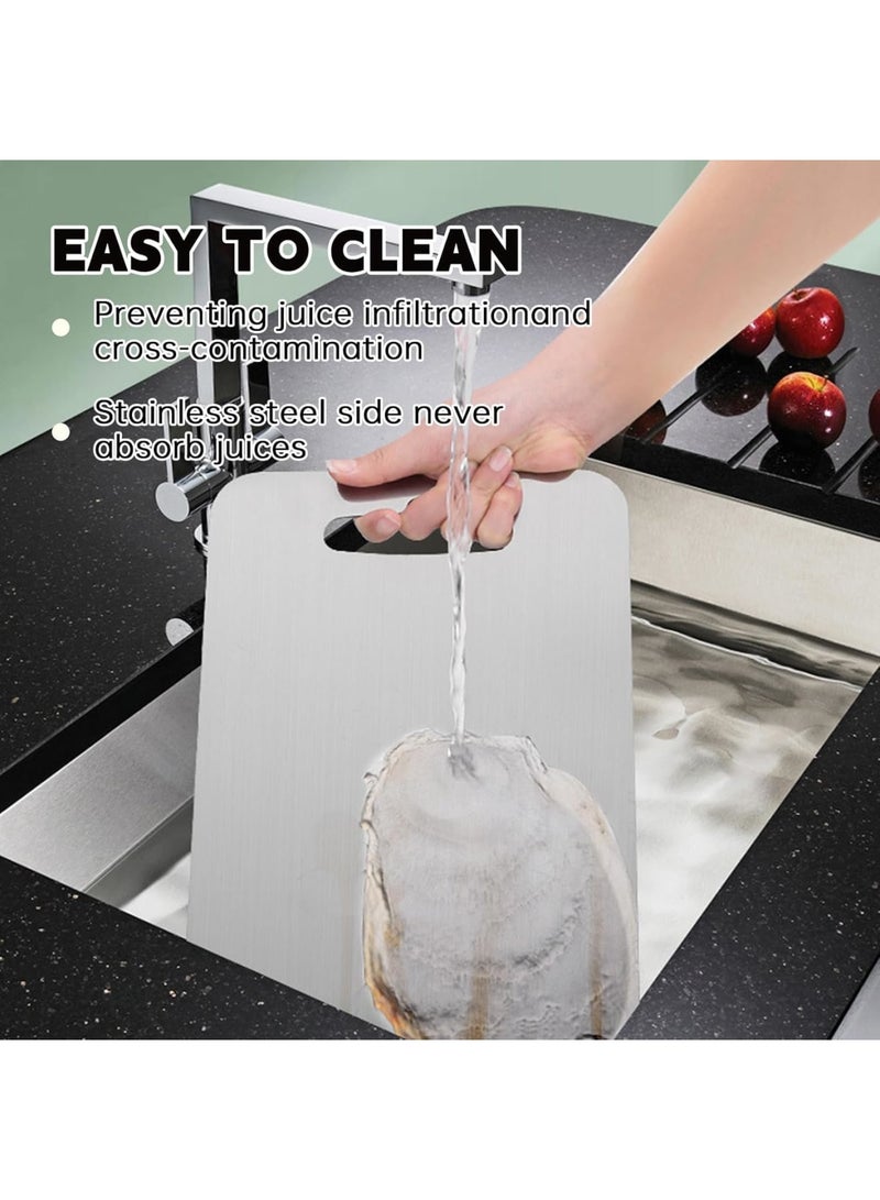 SOLARAE Titanium Cutting Board, 304 Stainless Steel Heavy Duty Non-SlipDouble-Sided Food Grade Cutting Board, for Kitchen Home Meat Vegetable Fruit (36 * 25cm) - Image 1