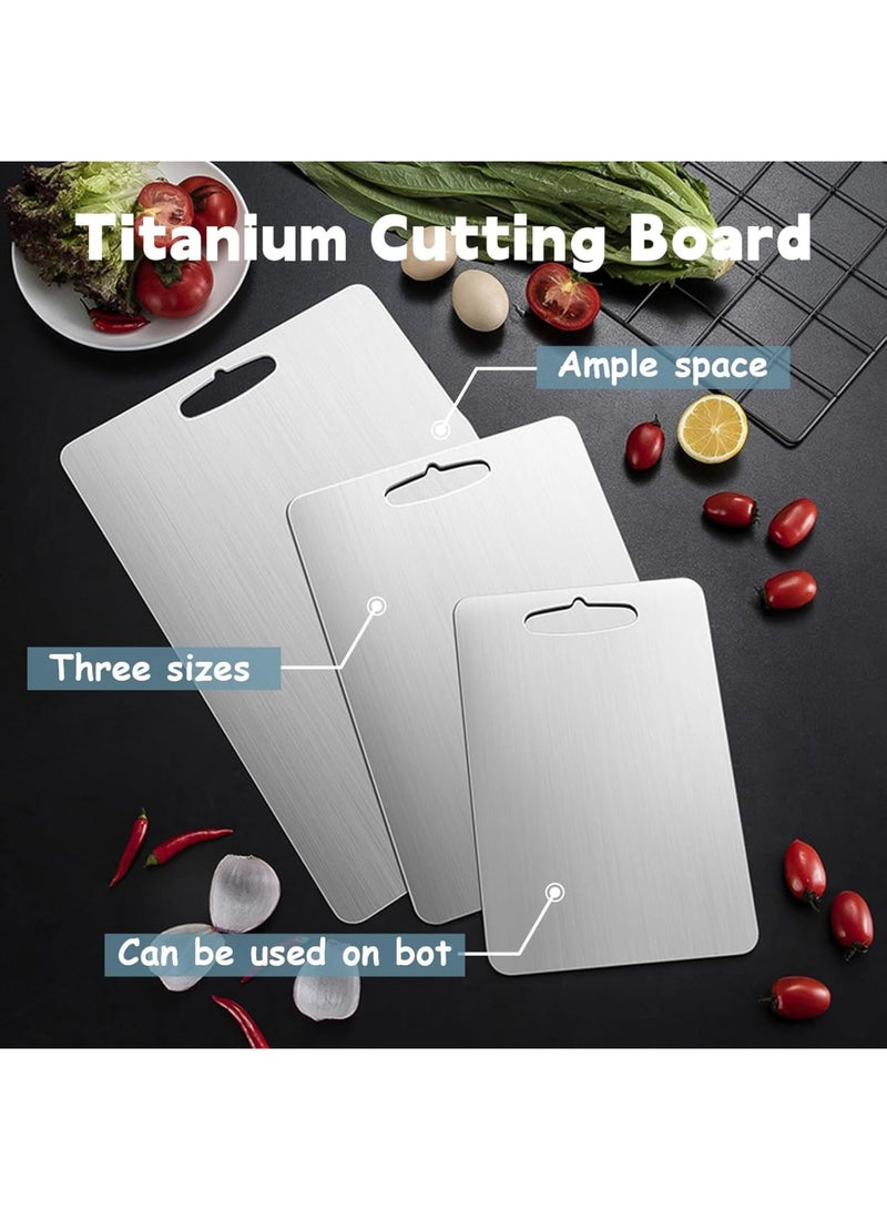 SOLARAE Titanium Cutting Board, 304 Stainless Steel Heavy Duty Non-SlipDouble-Sided Food Grade Cutting Board, for Kitchen Home Meat Vegetable Fruit (36 * 25cm) - Image 5
