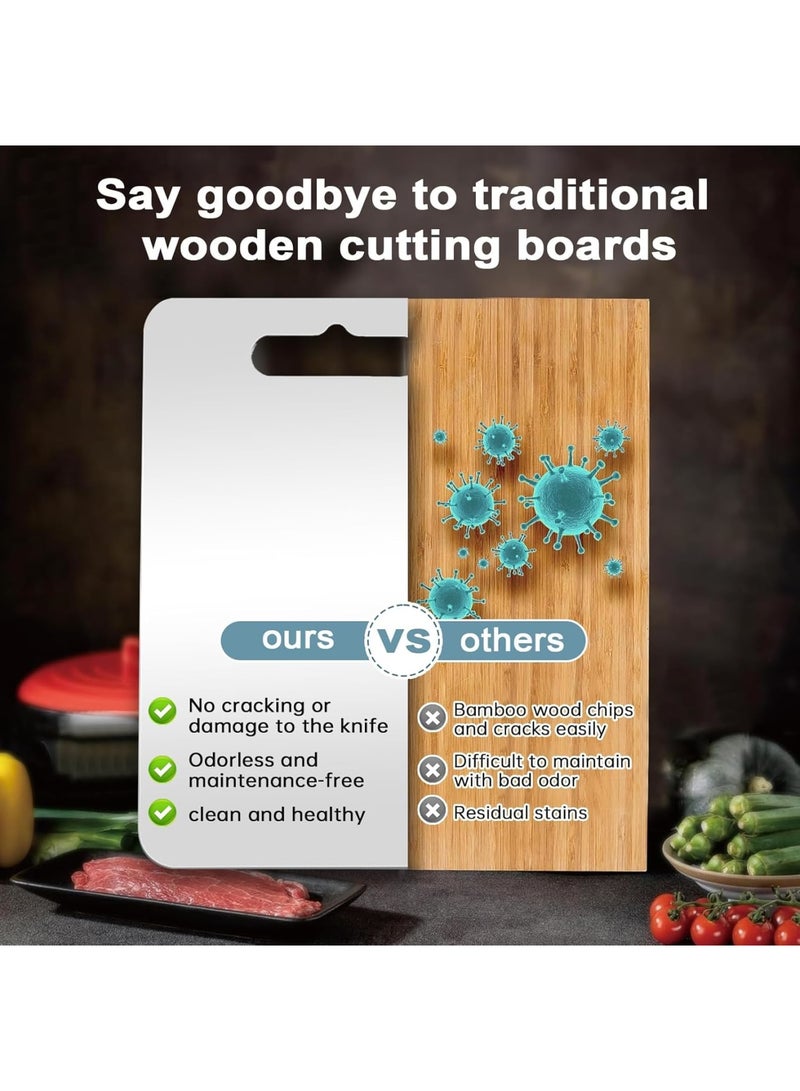 SOLARAE Titanium Cutting Board, 304 Stainless Steel Heavy Duty Non-SlipDouble-Sided Food Grade Cutting Board, for Kitchen Home Meat Vegetable Fruit (36 * 25cm) - Image 2