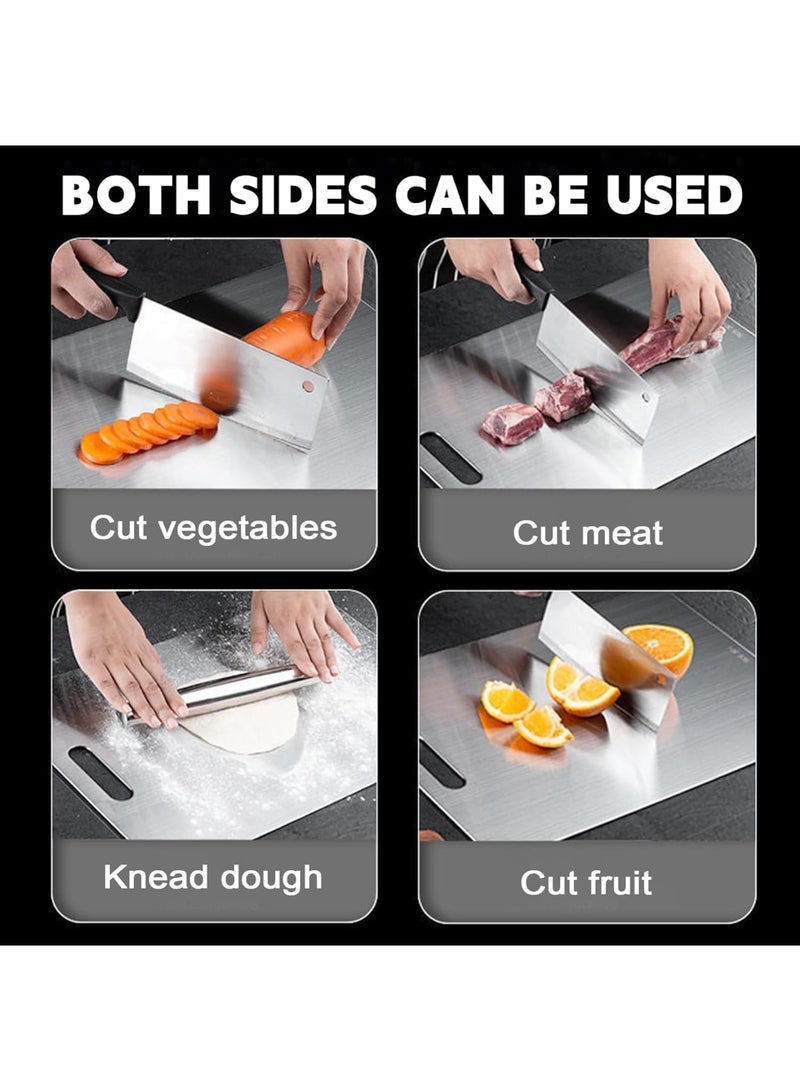 SOLARAE Titanium Cutting Board, 304 Stainless Steel Heavy Duty Non-SlipDouble-Sided Food Grade Cutting Board, for Kitchen Home Meat Vegetable Fruit (36 * 25cm) - Image 3