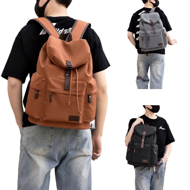 WEIXIER Men's Premium Canvas Backpack, Business Commuter Large Capacity Laptop Bag, Waterproof Student School Bag - Image 3