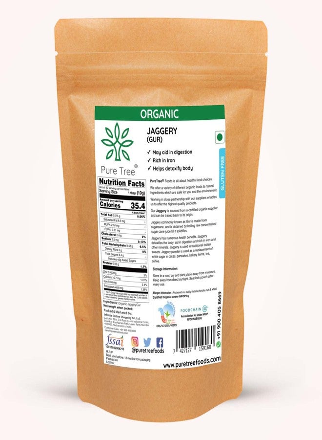 Pure Tree Certified Organic Jaggery Lumps | 1.8 Kg / 1800 g | Gur Powder Jaggery | Desi Jaggery Gud - Sugarcane Gud from Block (No Preservatives) - Image 2
