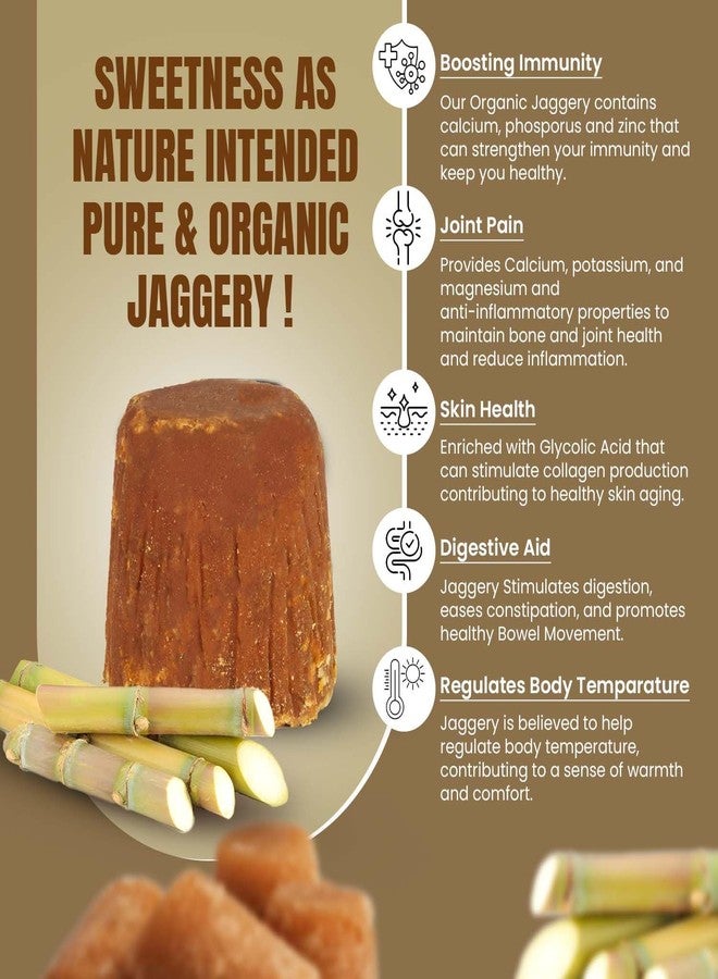 Pure Tree Certified Organic Jaggery Lumps | 1.8 Kg / 1800 g | Gur Powder Jaggery | Desi Jaggery Gud - Sugarcane Gud from Block (No Preservatives) - Image 3
