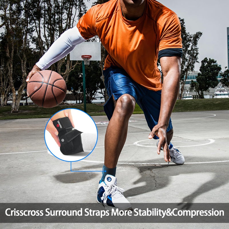 FOWRAES 2 Pack Ankle Brace With Side Stabilizers,Ankle Sprain Brace for Men & Women Injury Recovery,Joint Pain Relief,Ankle Support for Running Volleyball Basketball (Small) - Image 4