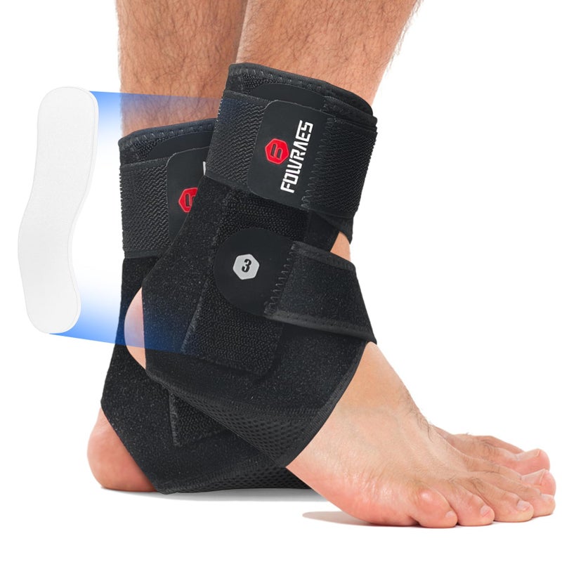 FOWRAES 2 Pack Ankle Brace With Side Stabilizers,Ankle Sprain Brace for Men & Women Injury Recovery,Joint Pain Relief,Ankle Support for Running Volleyball Basketball (Small) - Image 1
