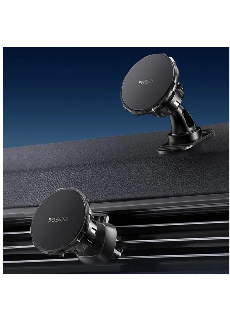YESIDO C153 Adhesive Car Dashboard Phone Holder Magnetic Rotatable Phone Bracket with Air Vent Clip - Image 4