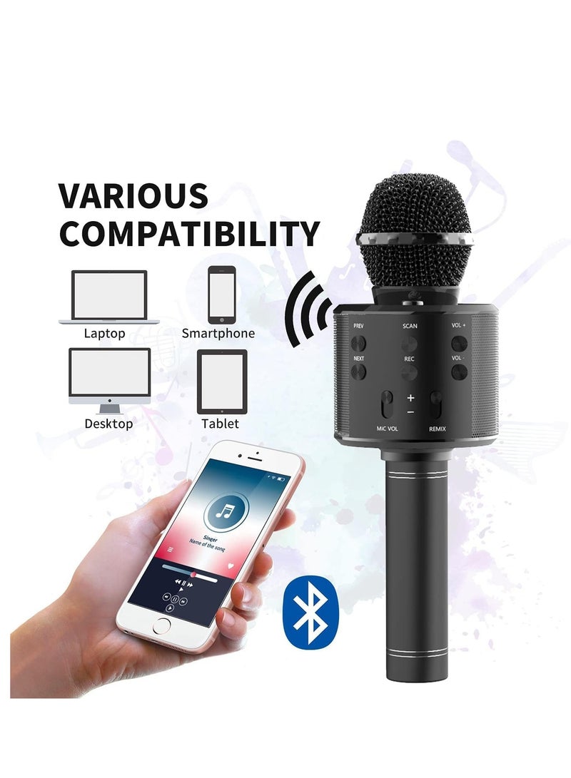 Wireless Bluetooth Karaoke Microphone,Rechargeable Kids Microphone Karaoke Machine - Best Gifts for Kids Adults (Black) - Image 3