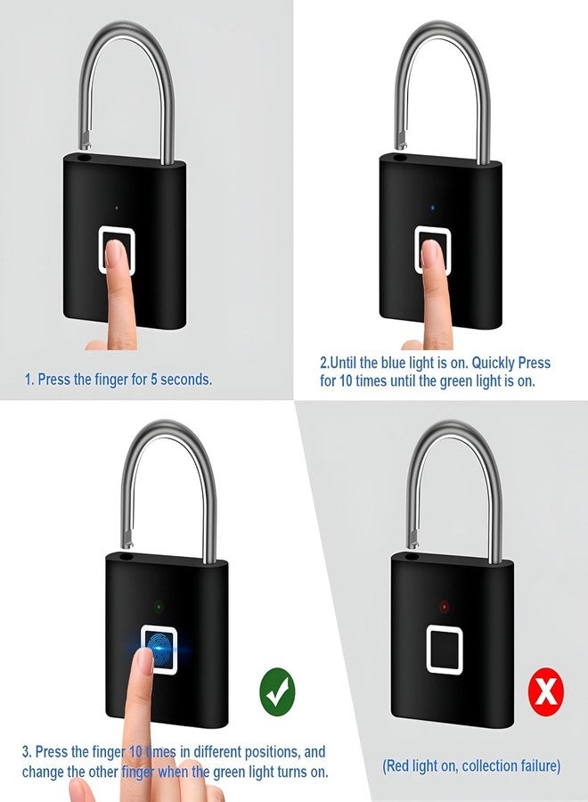 MAQOiW Smart Lock Fingerprint Biometric Padlock, Keyless&Password-Free Access, Stores 20 Fingerprint, Waterproof Metal Locks for Home, Gate & Travel, Office Security, Fast Fingerprint Sensor Unlocking - Image 5
