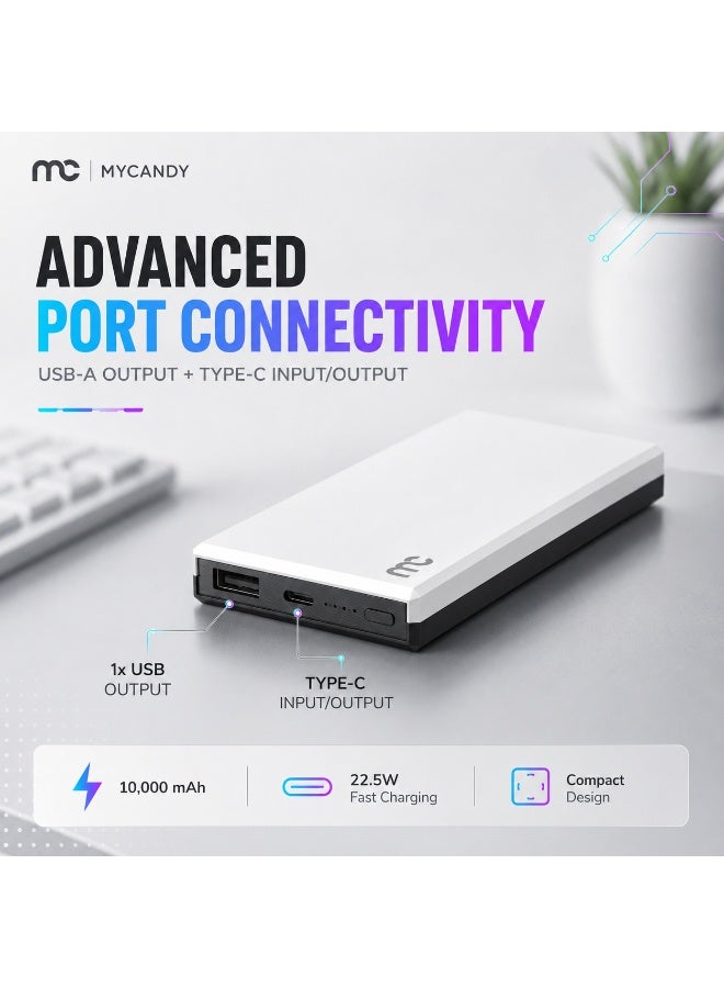 MYCANDY Pb-C150 10000Mah 22.5W Usb-C Pd Fast Charging Power Bank, White White - Image 4