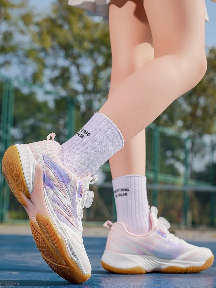 2026 New Model Badminton Shoes with Rotating Buckle for Children and Girls, Indoor Sports Shoes, Non-Slip Sneakers - Image 3