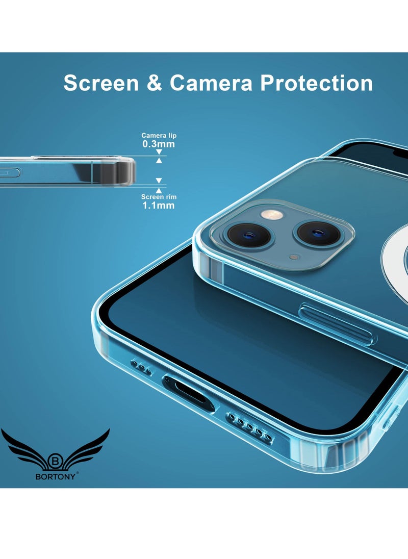 BORTONY - iPhone 14 Plus Case Magnetic Clear Anti Scratch TPU Precise Cutouts Fit Crystal MagSafe Cover Design for Apple iPhone 14 Plus 6.7 inch - Image 1