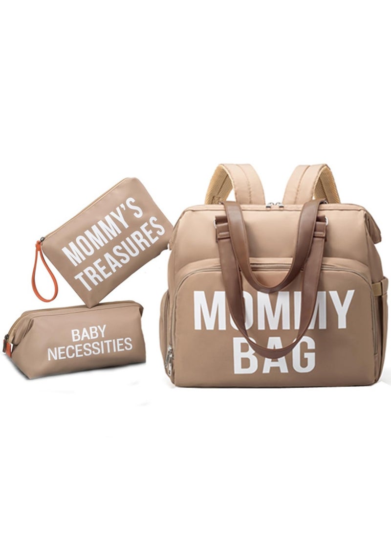 3-Piece Set Diaper Bag Tote Mommy Bag for Hospital Large Capacity Waterproof Baby Bag for Mom Travel Hospital Bag for Labor and Delivery with Baby Necessities Bag (Brown) - Image 1