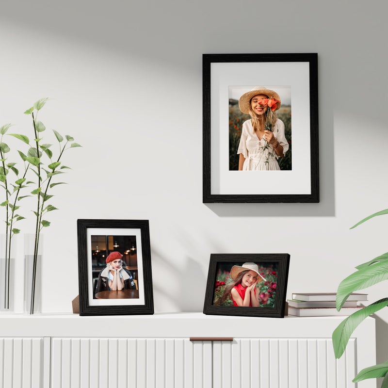 Vittanly 6x8 Picture Frame  Display Pictures 4x6 with Mat or 6x8 without Mat  Engineered Wood with Shatter Resistant Plexiglass  Photo Frame for Wall Display  Black  1 Pack - Image 5