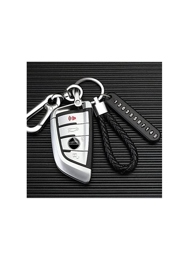 Car Keychain with Key Ring & Anti-Lost Phone Number Plate Key Chain Ring Holder Clip for Car Smart Key Fob Key