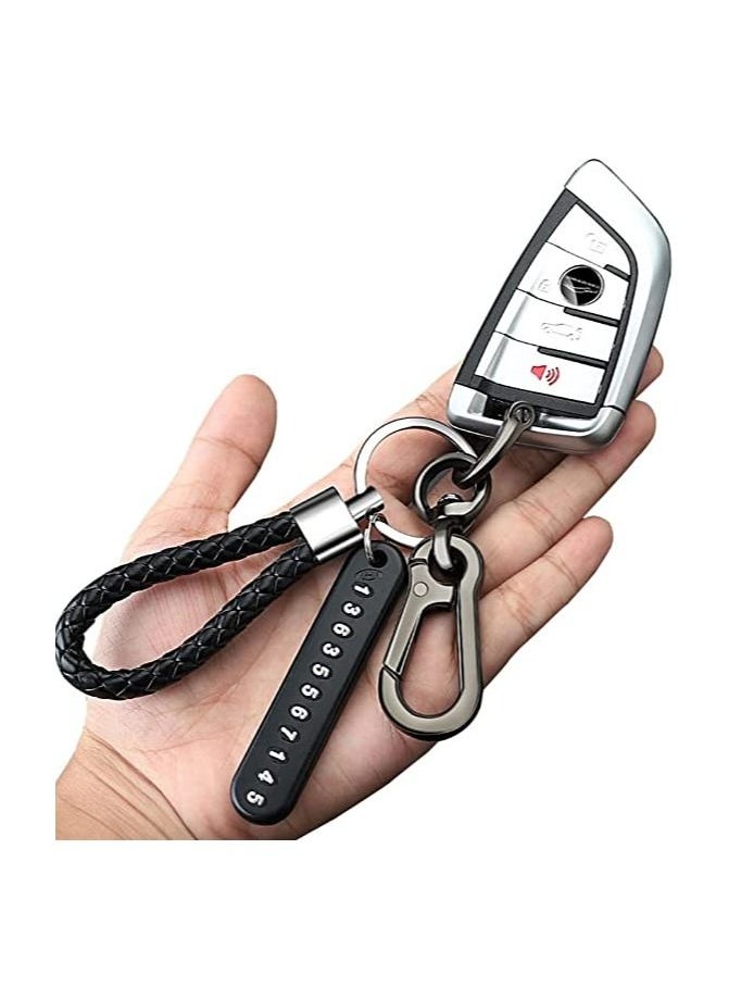 Car Keychain with Key Ring & Anti-Lost Phone Number Plate Key Chain Ring Holder Clip for Car Smart Key Fob Key